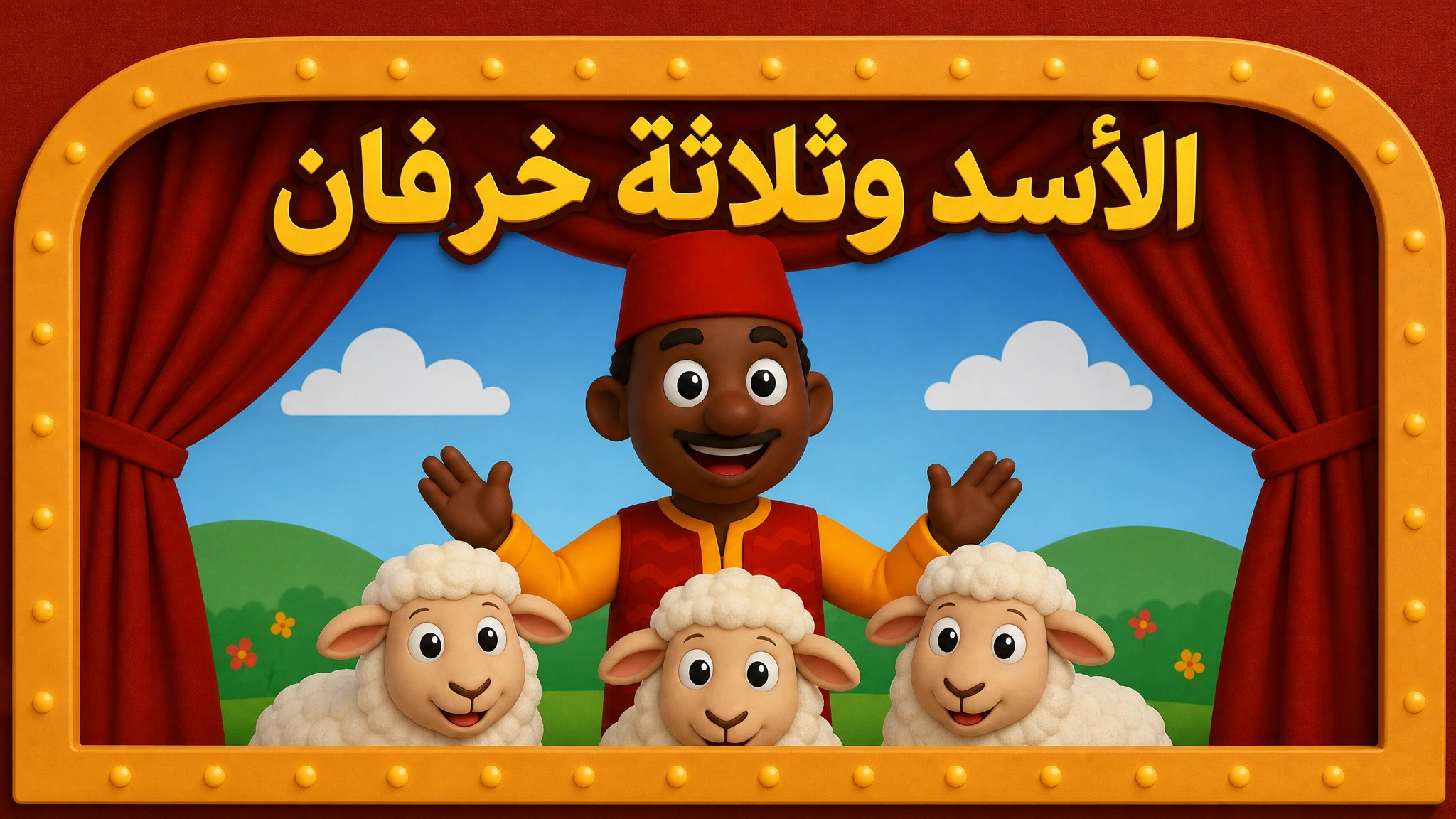 الحكواتي-الأسد وثلاثة خرفان
